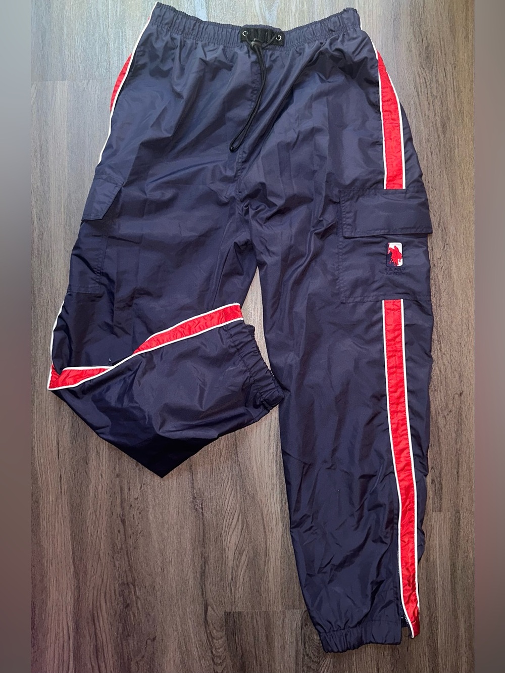 Vintage Track Pants Navy w/ Red Stripe - Men’s L Large US Polo Ass Y2K 90s / 00s
